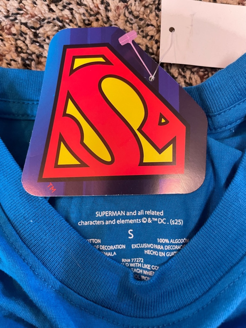 Superman 'Dad' Graphic Tee - Bright Blue Relaxed Fit Size Small | NWT - Picture 3 of 3